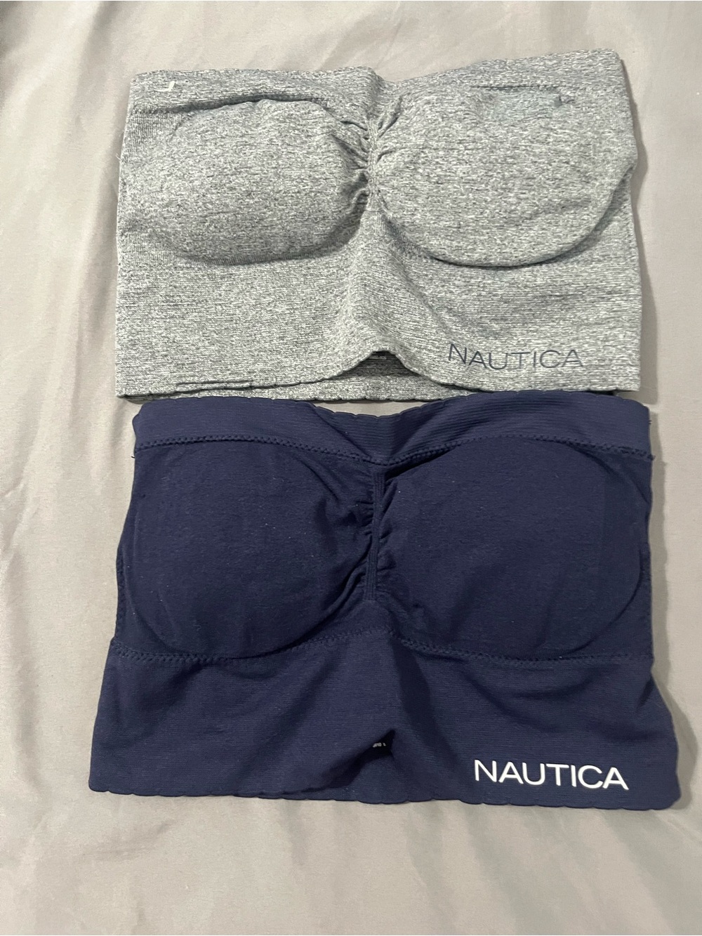 Nautica Bandeau Twin Pack bras in Heather Gray and Navy